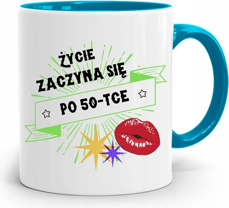 Születésnapra 50 50-es 50-es Kék Ajándék Bögre fényképes nyomattal