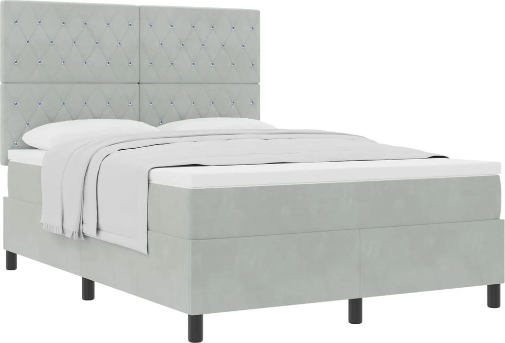 vidaXL Boxrugós ágy matracmal Világosszürke 140 x 190 cm szövet