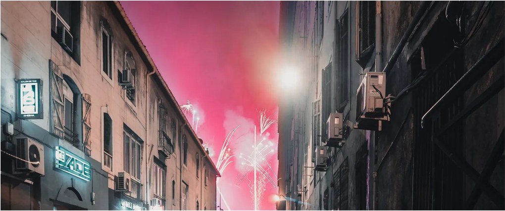 Tűzijáték Marseille-ben (120x50 cm)