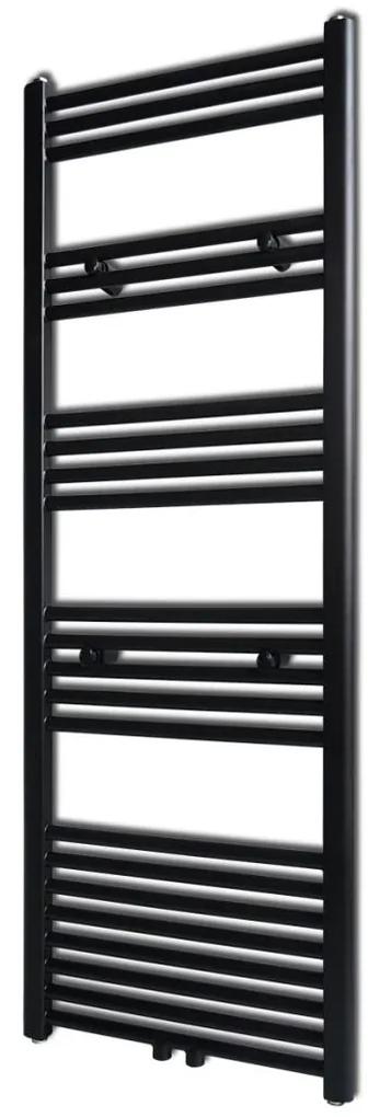 vidaXL Fekete fürdőszobai törölközőszárító radiátor központi fűtéssel egyenes 500 x 1424 mm