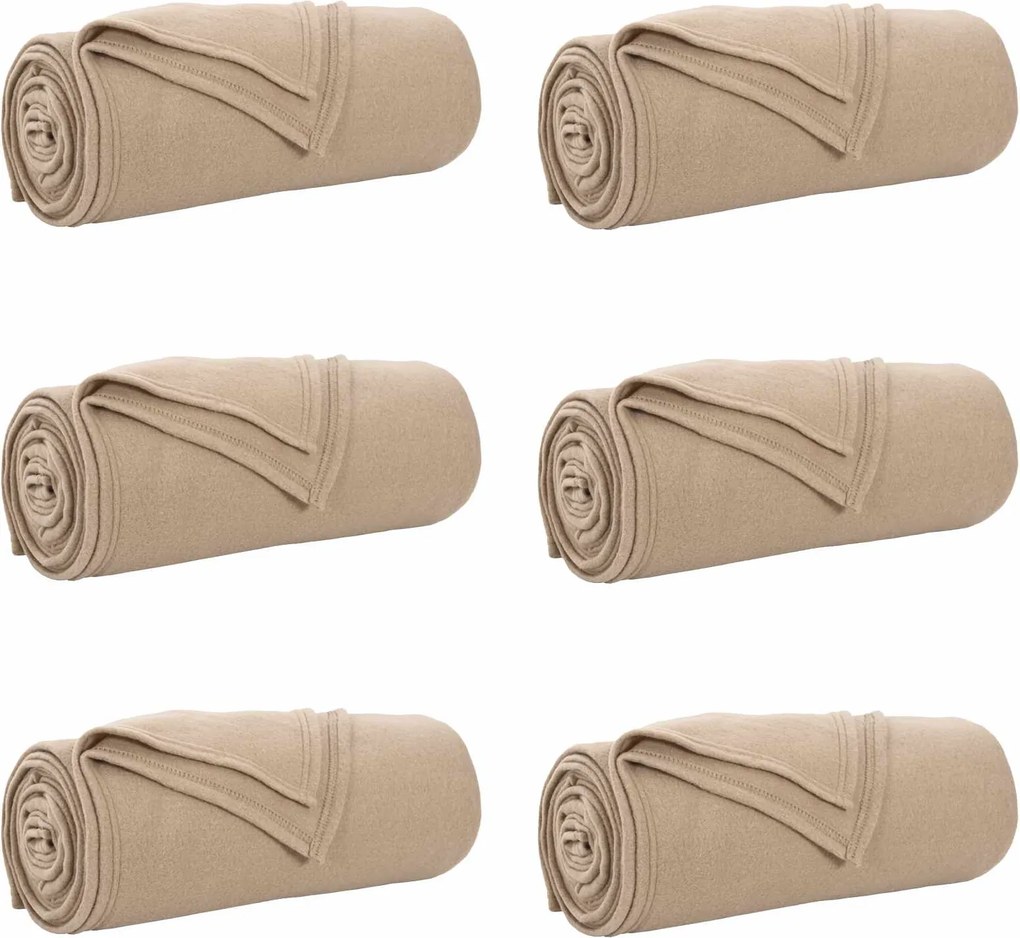 vidaXL Takarók 6 pcs Teve 200 x 150 cm Gyapjú