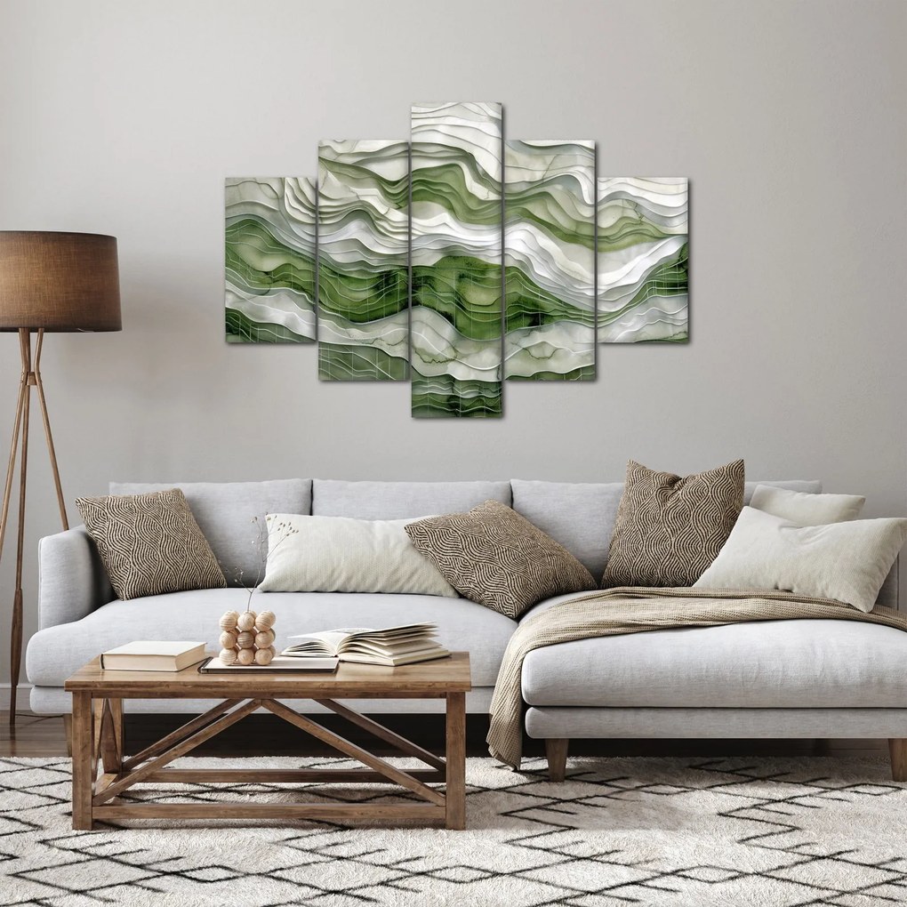 Kép - Zöld és fehér fodrok (150x105 cm)