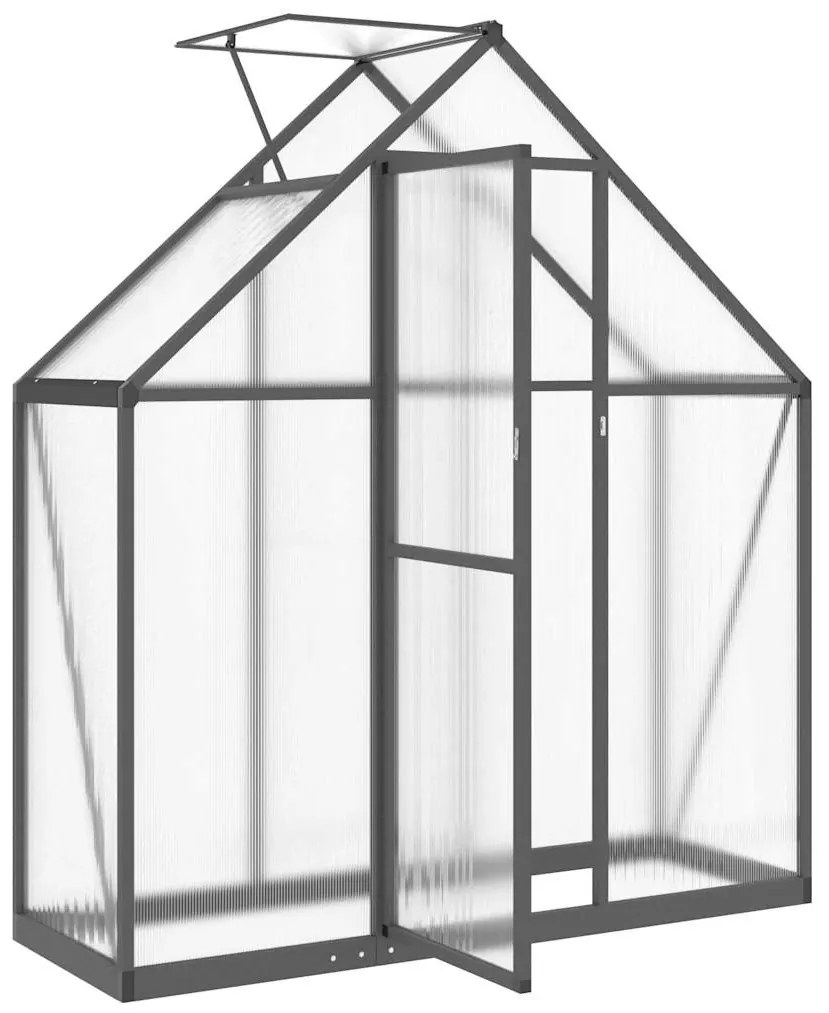 antracitszürke alumínium melegház alapvázzal 169 x 58 x 195 cm