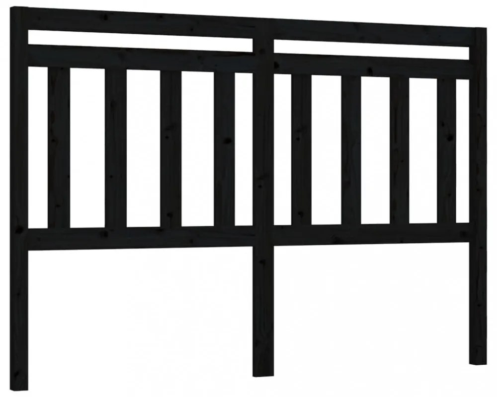 fekete tömör fenyőfa ágyfejtámla 146 x 4 x 100 cm