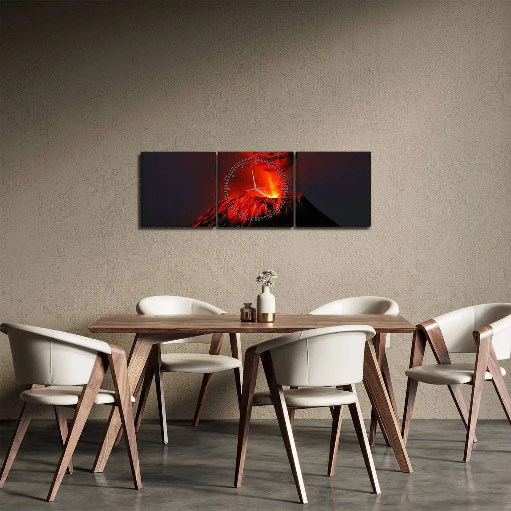 Egy vulkán képe (órával) (90x30 cm)