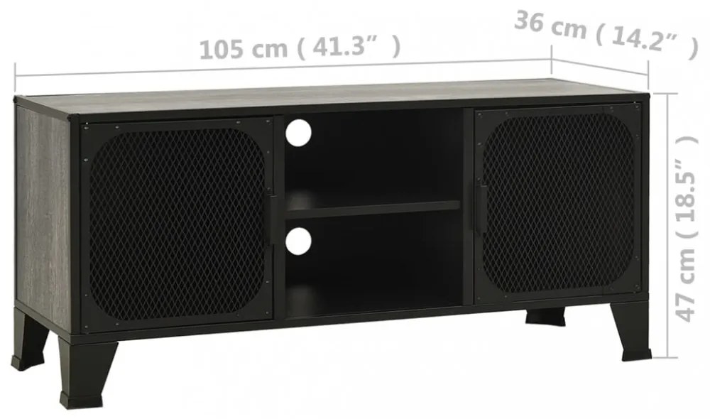 szürke fém és MDF TV-szekrény 105 x 36 x 47 cm
