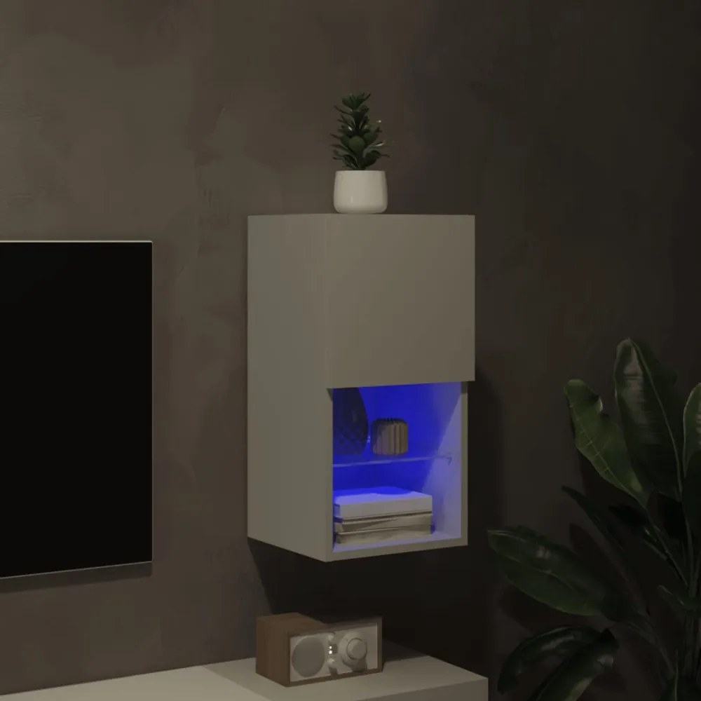 fehér TV-szekrény LED-lámpákkal 30,5 x 30 x 60 cm