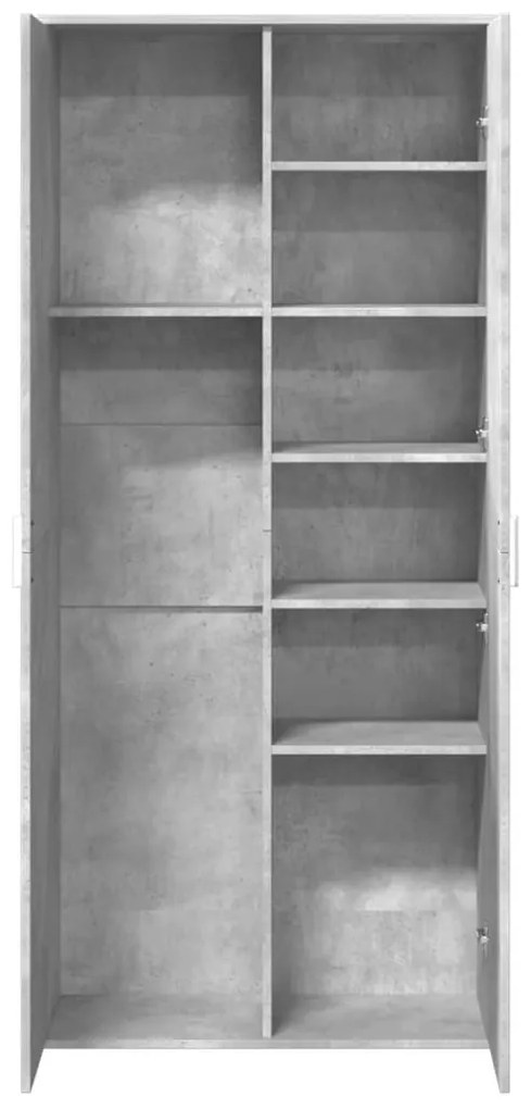 betonszürke szerelt fa magasszekrény 80 x 35 x 180 cm