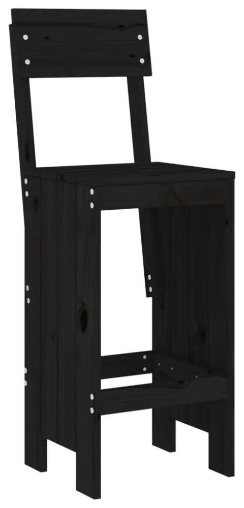 2 db fekete tömör fenyőfa ülőke 40x48,5x115,5 cm