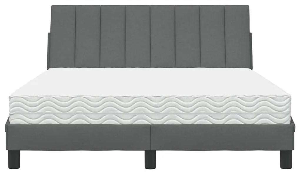 sötétszürke szövet ágy matraccal 140x190 cm