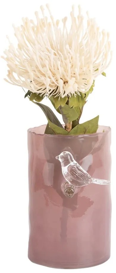 Rózsaszín üveg váza (magasság 15 cm) Bird On Branch – PT LIVING