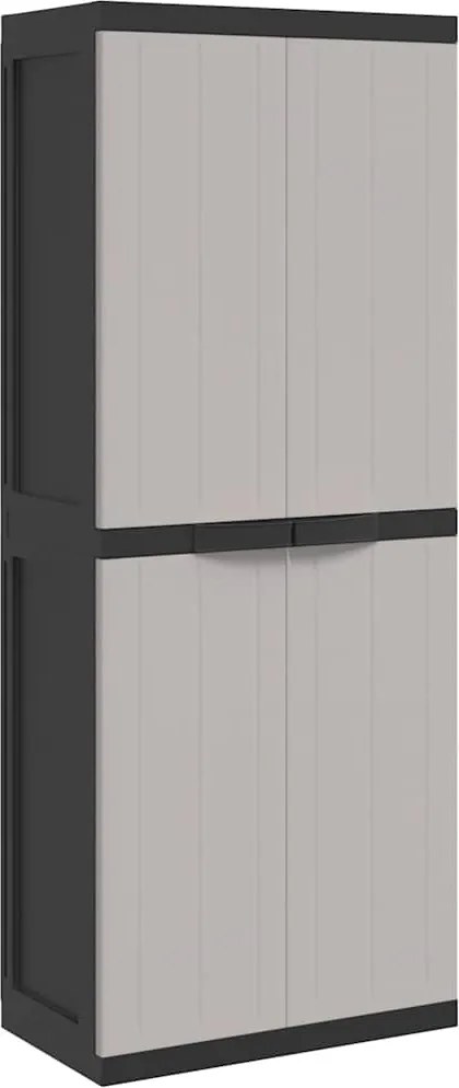 vidaXL szürke és fekete PP kültéri tárolószekrény 65 x 37 x 165 cm