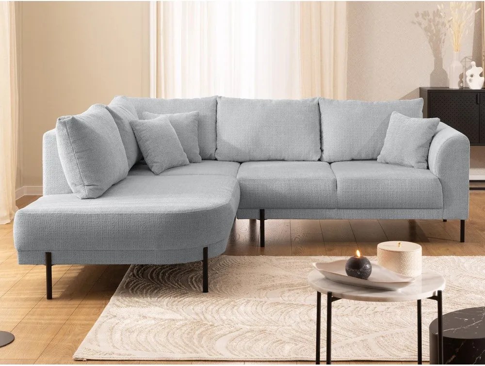 Világosszürke zsenília sarokkanapé (bal oldali-L alakú) Mauris – Ropez