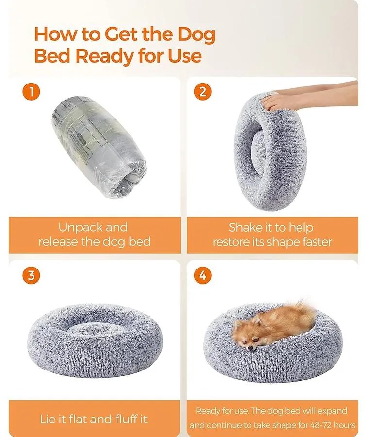 FEANDREA kutyaágy, kerek macskaágy, M-es méretű, szürke