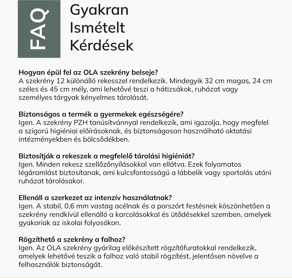 Fém szekrény iskolába és óvodába, szürke-zöld-sárga, 1090x1200x450 mm: OLA