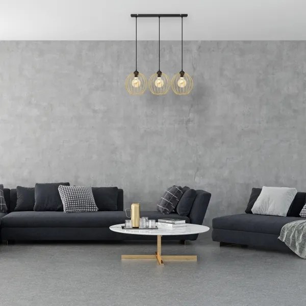 Csillár zsinóron MERCURE 3xE27/15W/230V arany/fekete