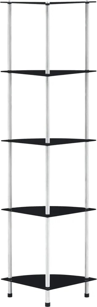 vidaXL 5 szintes fekete edzett üveg polc 30 x 30 x 130 cm