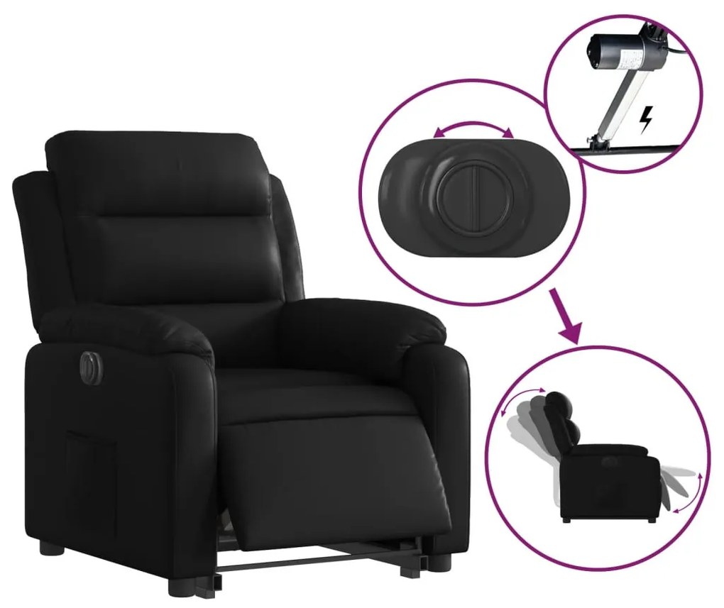 Elektromos fekete műbőr dönthető állófotel