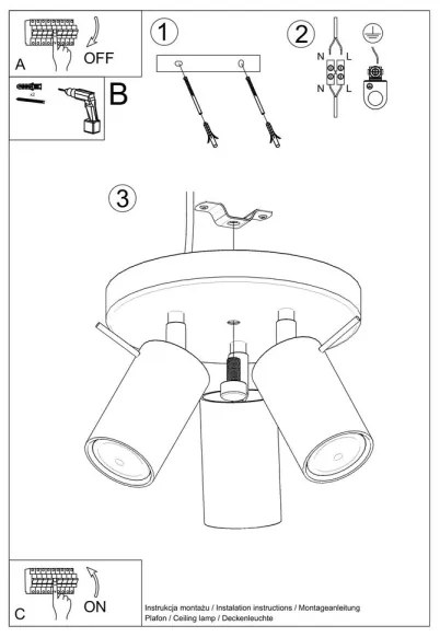 Sollux SL.1016 - Spotlámpa RING 3xGU10/10W/230V fekete