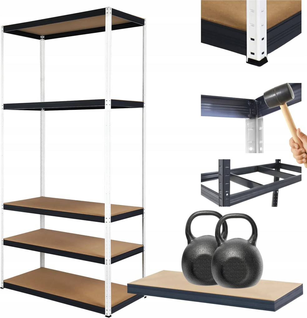 Fém tároló állvány Helios 213x90x60cm 5Px275kg Tömör