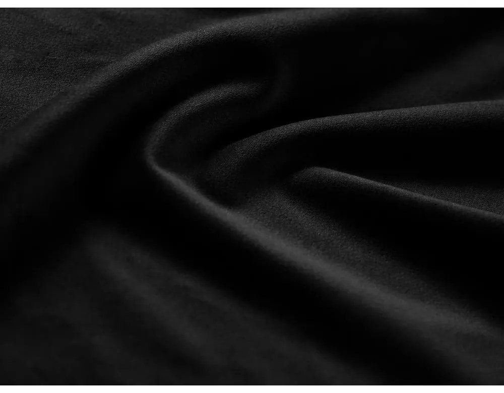 Fekete bársony kinyitható tárolóhelyes sarokkanapé (bal oldali-heverő résszel) Kyoto – Cosmopolitan Design