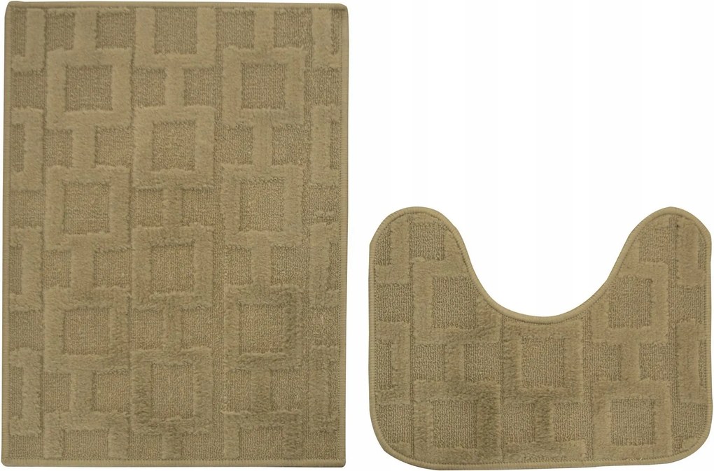 2 részes Puha Fürdőszobai Szőnyeg Wc Alá Bézs Szett