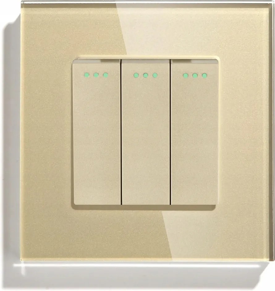 Kapcsoló Fénykapcsoló Üveg Hármas Lépcsőkapcsoló Arany