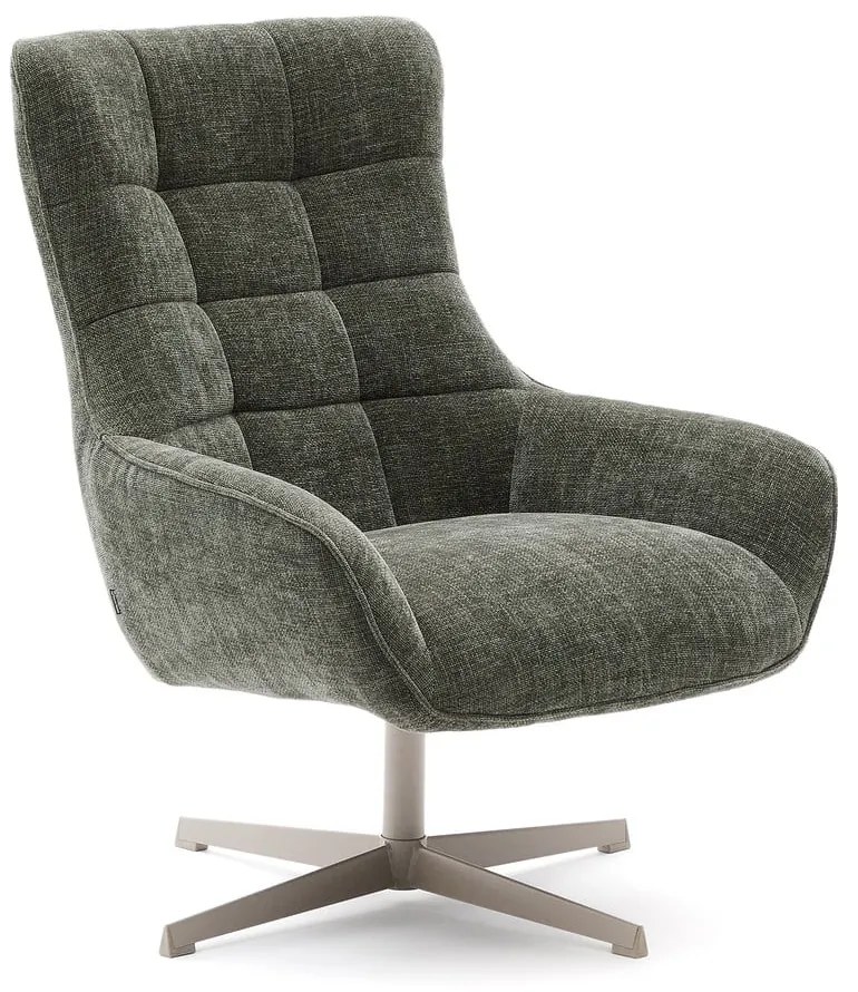 Szürkészöld forgó zsenília fotel Teryl – Kave Home