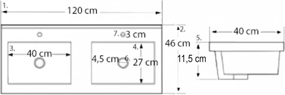 Porto 120 komplett fürdőszoba bútor rauna szil színben