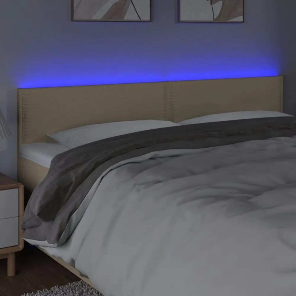 krémszínű szövet LED-es fejtámla 180x5x78/88 cm