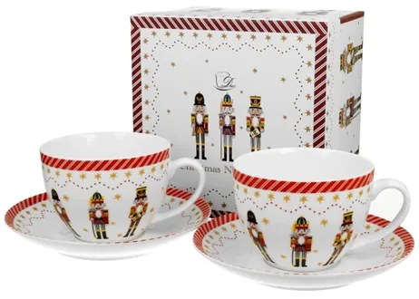 Karácsonyi diótörős porcelán csésze aljjal 2 személyes díszdobozban Christmas Nutcracker