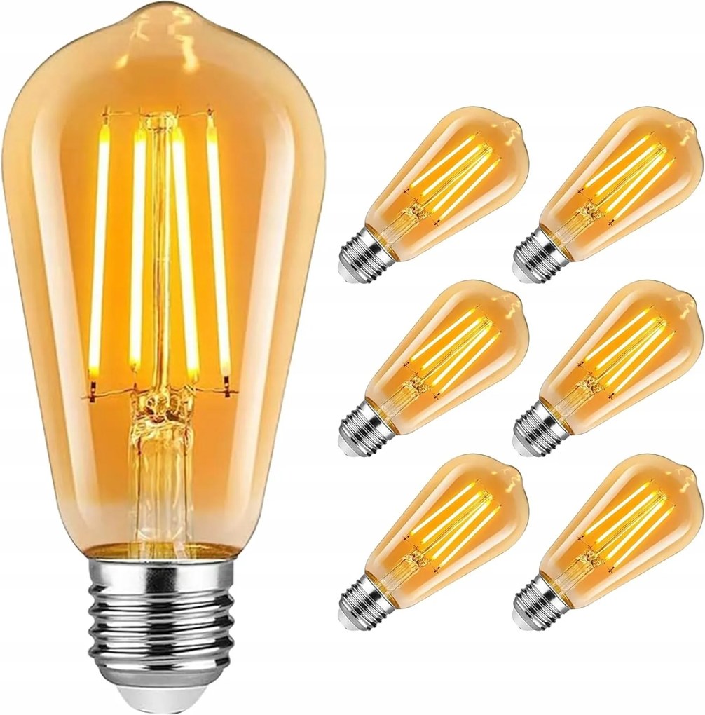 6 Db Led Filament Dekorációs Izzó 4W ST64 E27 Vintage Edison Retro