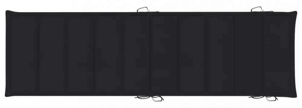 fekete oxford szövet napozóágy párna 186 x 58 x 3 cm