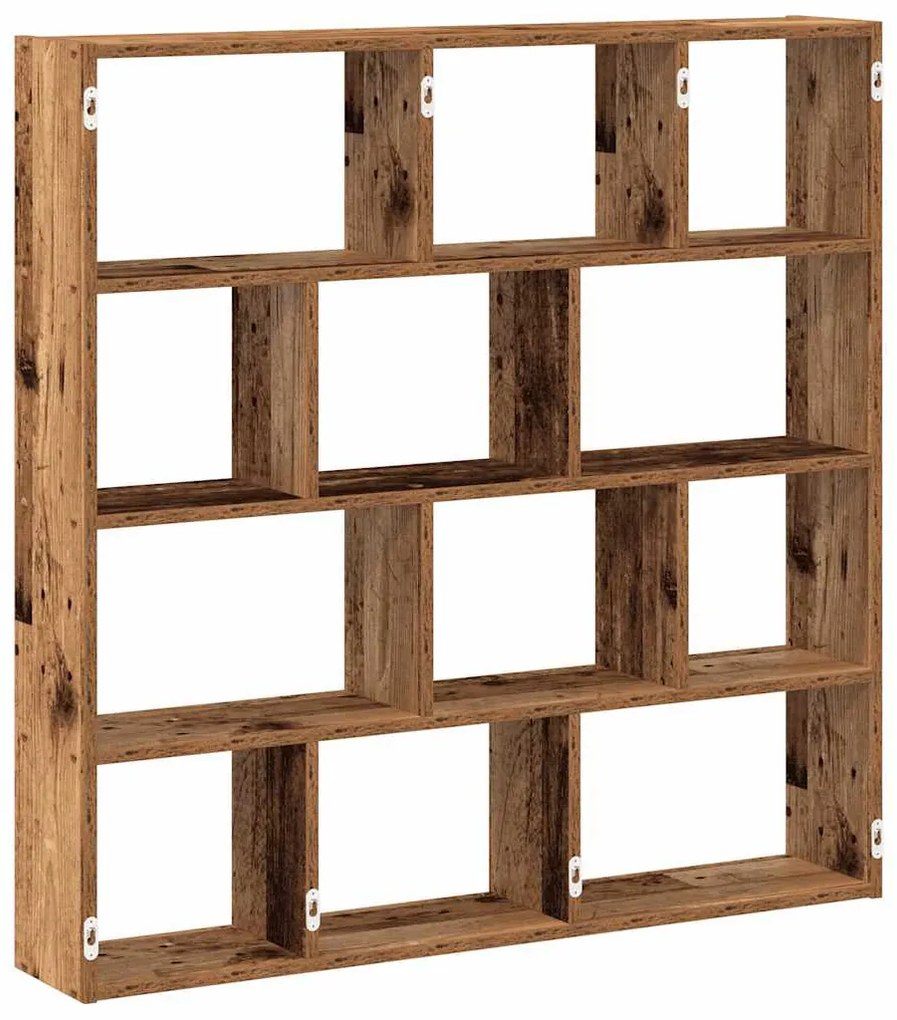 antik fa színű szerelt fa fali kockapolc 12 rekeszes színű