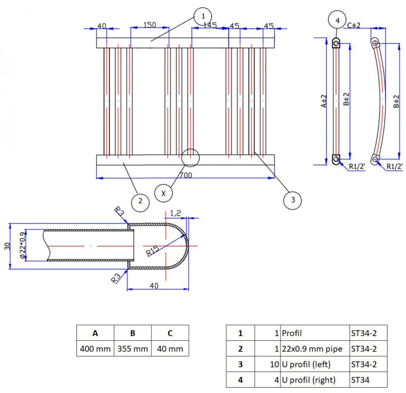 Króm 400x700mm törölközőszárítós fürdőszobai radiátor Welland Lux | Készletről | Gyors kiszállítással