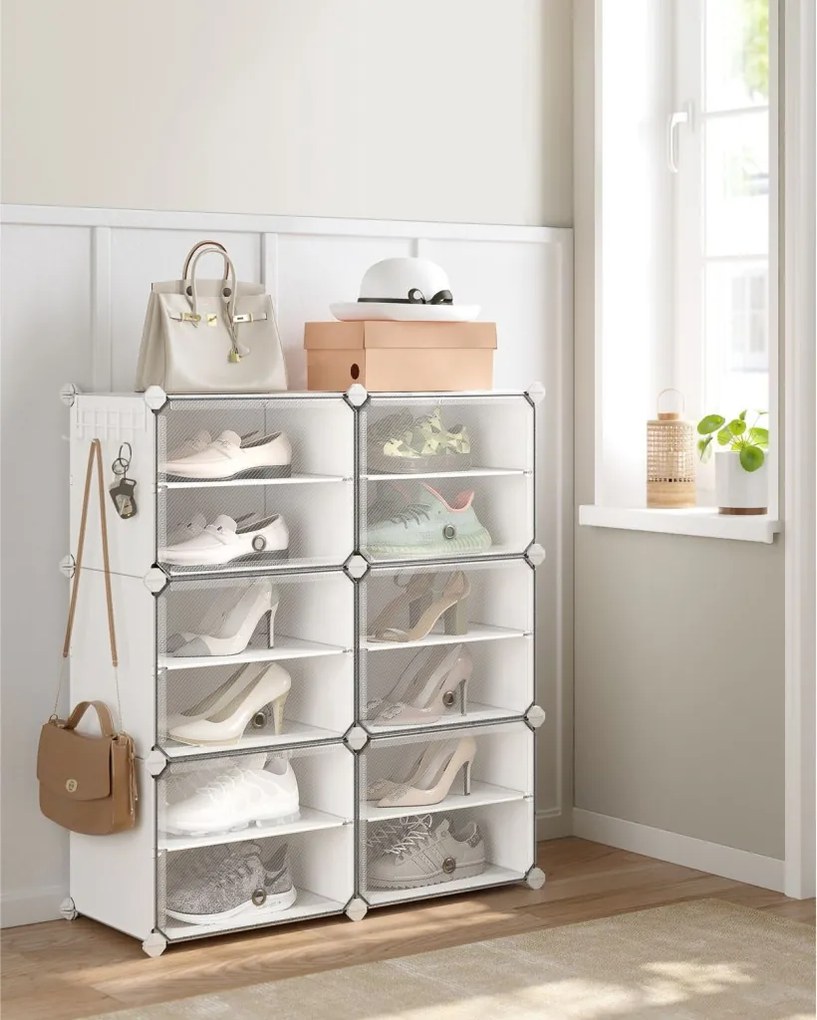 Cipőtároló doboz 6 rekeszes tárolódoboz, fehér 82x32x92cm