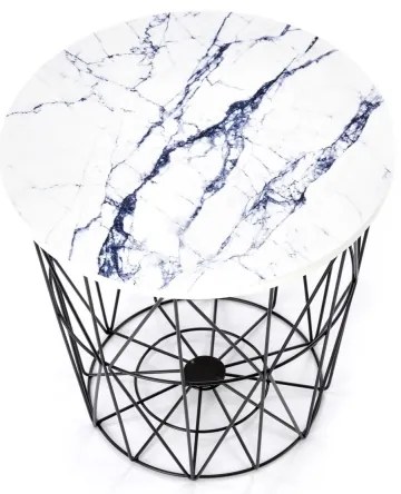 Kávésasztal HARISSA 41x42 cm fekete/fehér márvány dekoráció