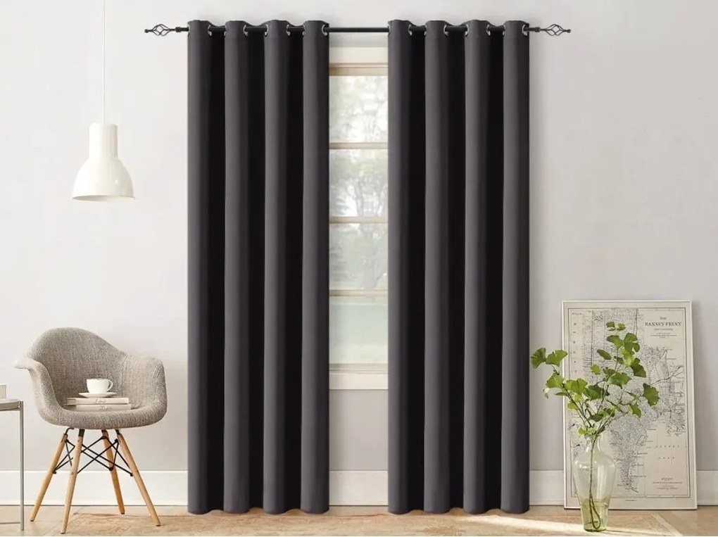 Függöny OXFORD LIGHT 140x270 cm, fekete Felfüggesztés: Hullámos sínszalag