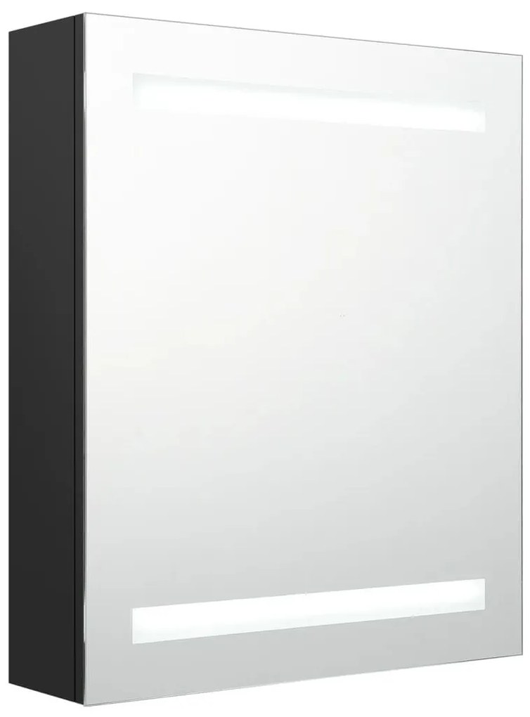fekete LED-es tükrös fürdőszobaszekrény 50 x 14 x 60 cm