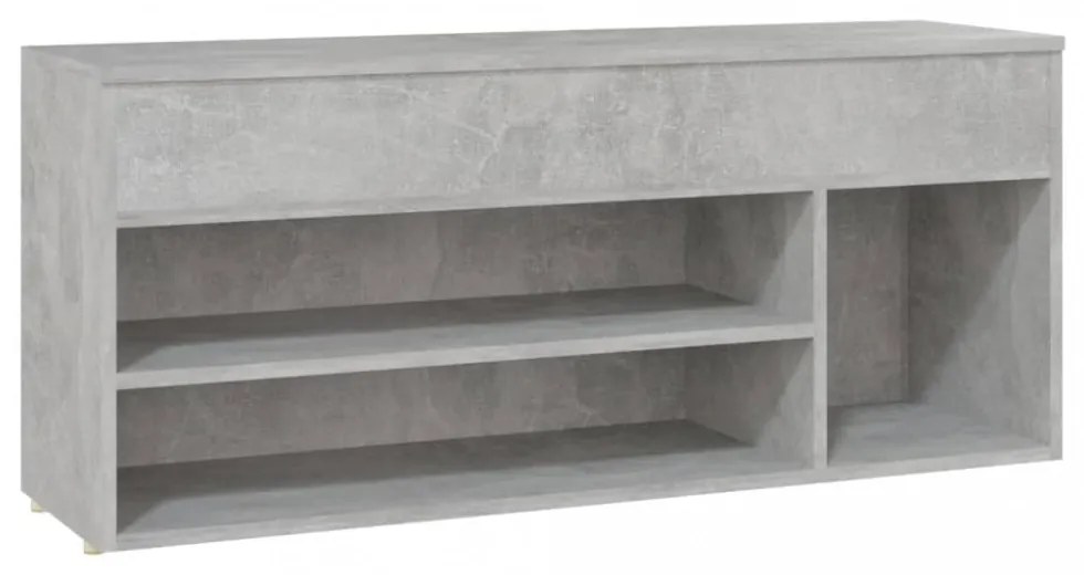 betonszürke szerelt fa cipőtároló pad 105 x 30 x 45 cm