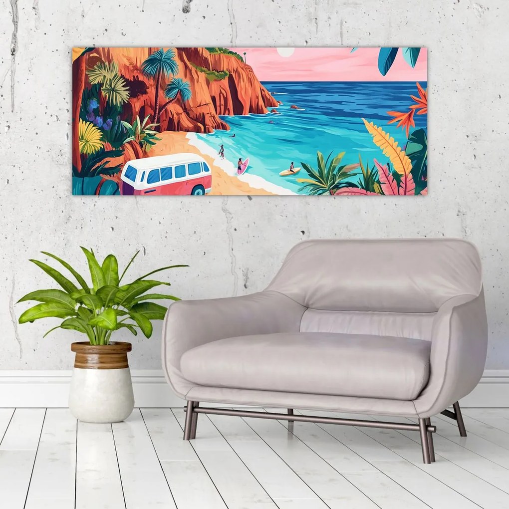 Kép - Lakóautó az óceánnál (120x50 cm)