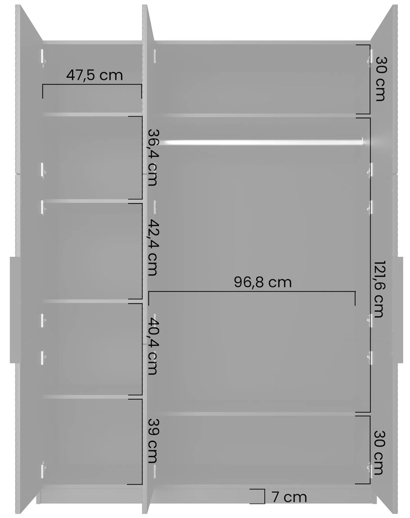 Asha gardróbszekrény 150 cm - kasmír / kasmír fogantyúk