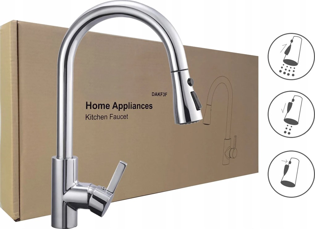 Prémium Konyhai Mosogató Csaptelep 3 Üzemmód 360°