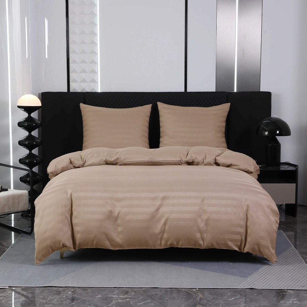 JASMINE mikroszálas szállodai ágyneműhuzat, bézs – 2 cm-es csíkos Ágyneműhuzat mérete: 2 db 70 x 90 cm | 200 x 220 cm