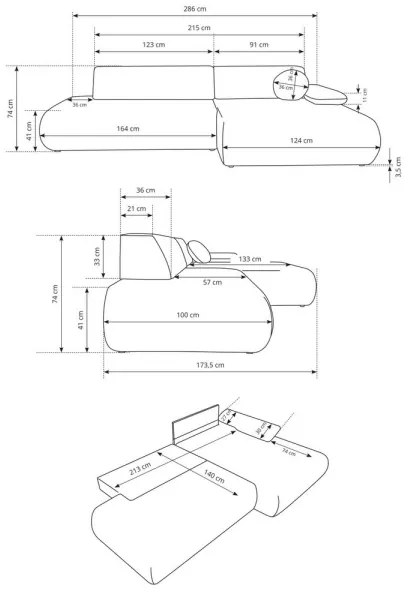 PRATO L-alakú, balos, kinyitható sarokkanapé tárolóval, bézs