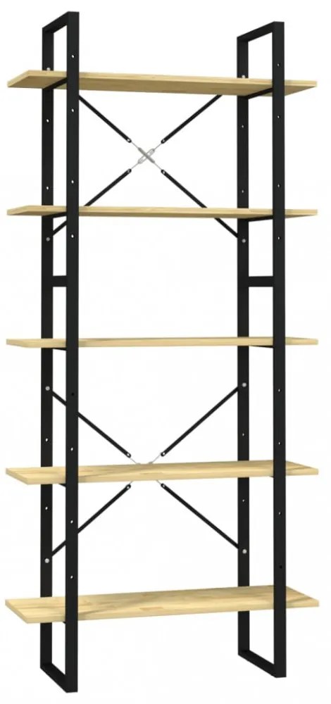 ötszintes fenyőfa könyvszekrény 80 x 30 x 175 cm