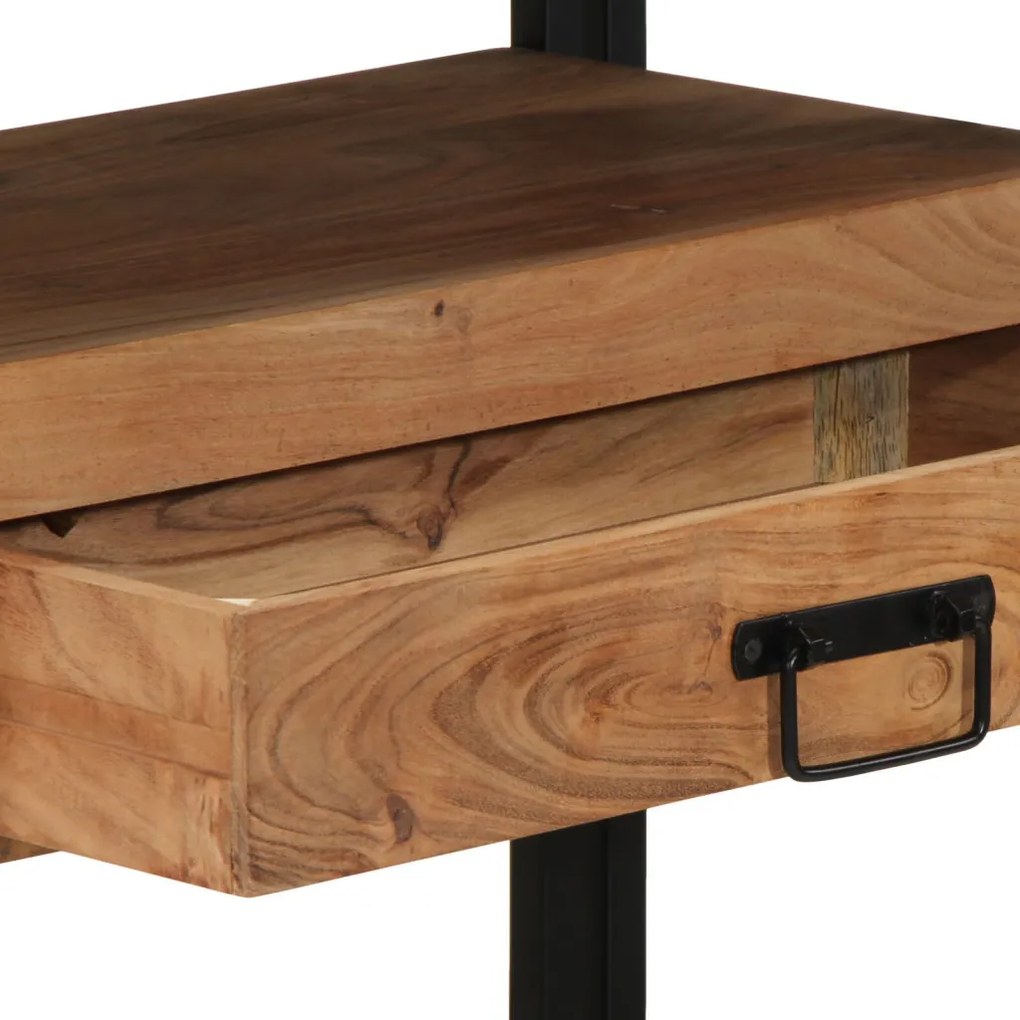 Végasztalok Fekete 120x33x75 cm Tömör akácfa és fém