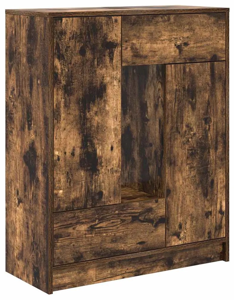 füstölt tölgy komód fiókokkal és ajtókkal 73x31x90 cm