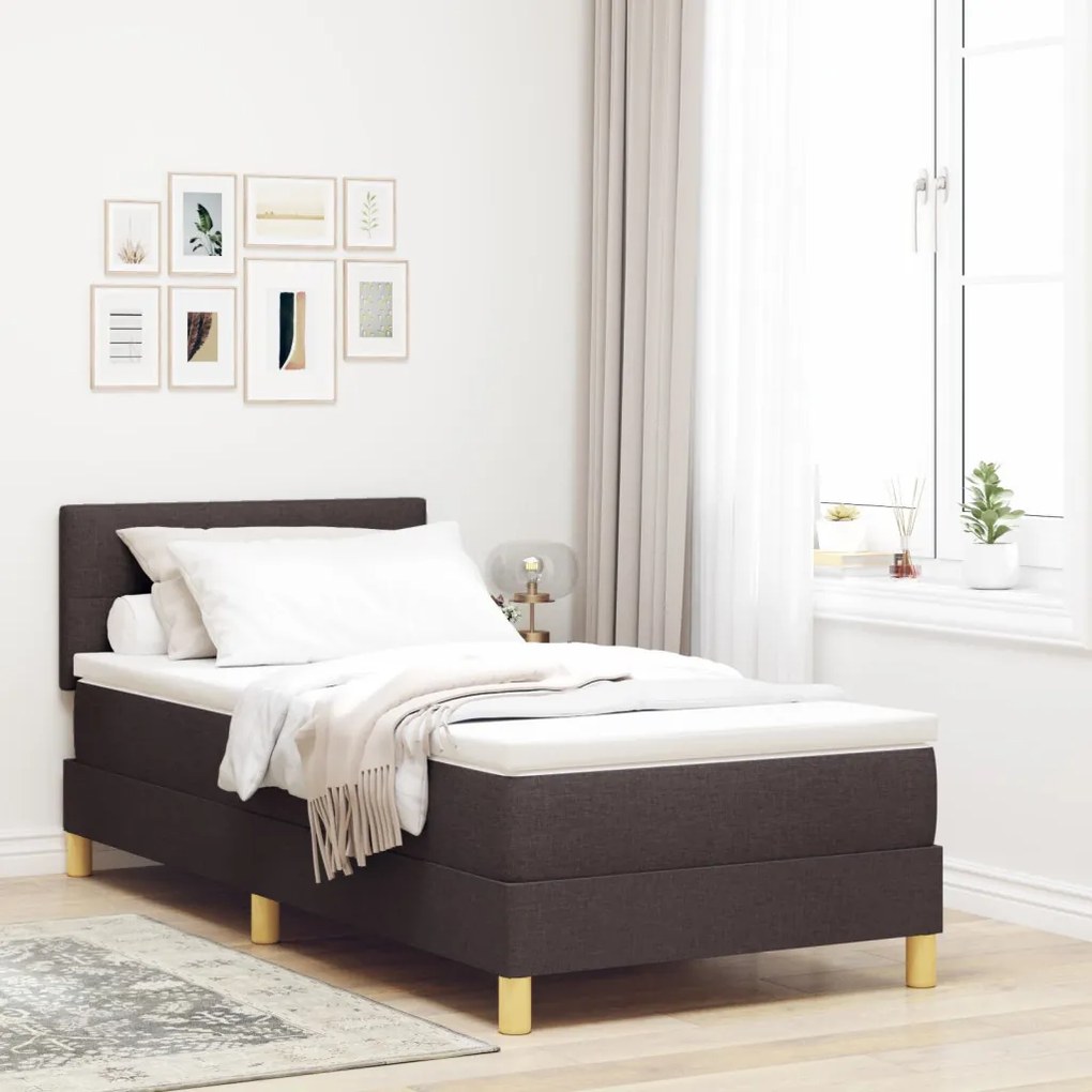Box Spring Ágy Matraccal Sötétbarna 90x200 cm Szövet