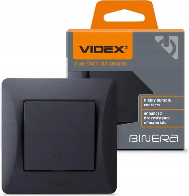 Kapcsoló 1 pólusú kapcsoló 10A Falra szerelhető fekete Binera Videx